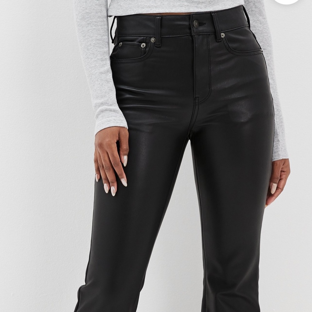 AE Stretch Vegan Leather Super High-Waisted Flare Pants